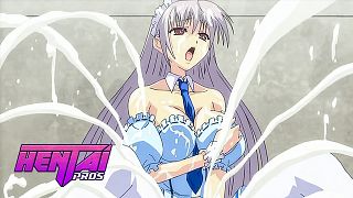 Aya Hinata’s Wet Maid Uniform Gets Soaked As She Squirts And Takes A Bukkake Shower Hentai Scene – Uncensored